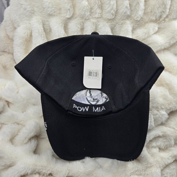 POW / MIA Hat Ball Cap You Are Not Forgotten Black and White (NWT) - Picture 3 of 4